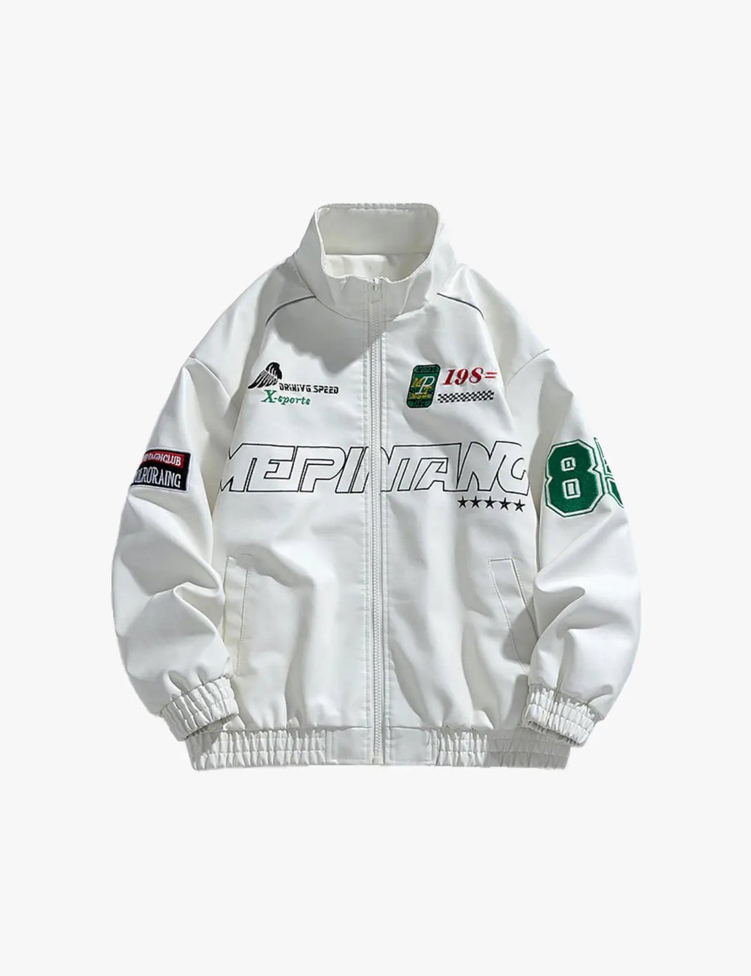 Fullneat Racing Patch Faux Leather Jacket 