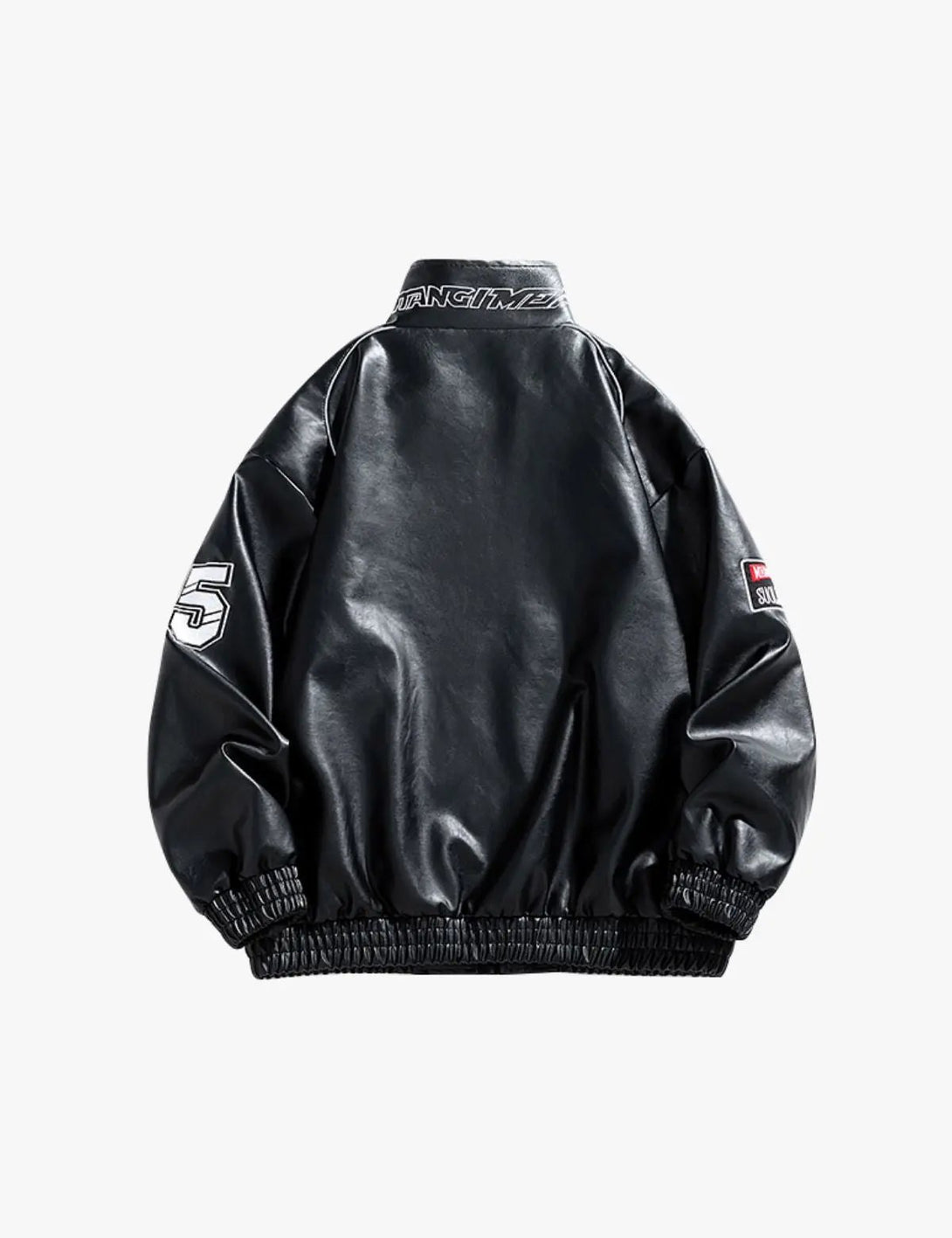 Fullneat Racing Patch Faux Leather Jacket 
