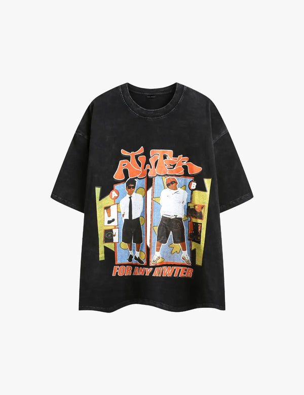 Fullneat Rap Superstar Tee with bold retro graphic print. Vintage Y2K streetwear style, perfect for casual outfits, hip hop vibes, and layering with jeans or shorts. 
