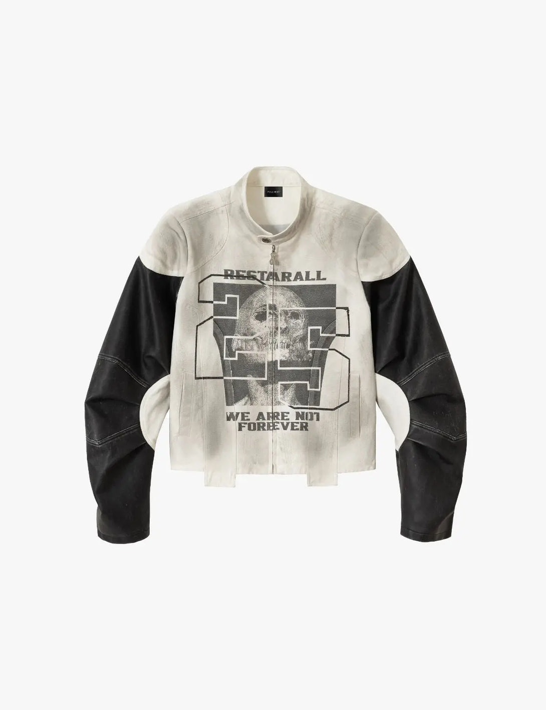 Fullneat Skull Stand Collar Leather Jacket