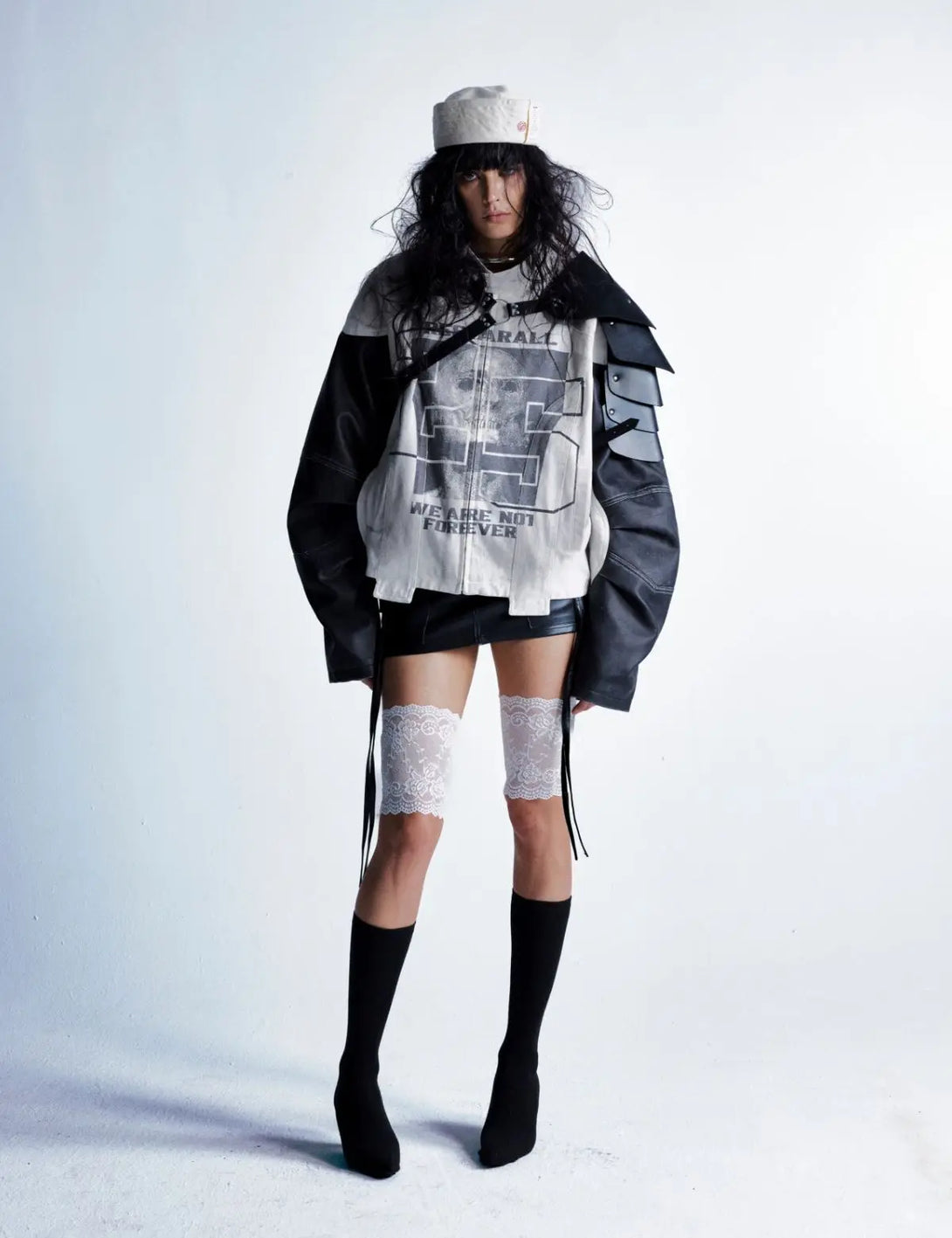 Fullneat Skull Stand Collar Leather Jacket