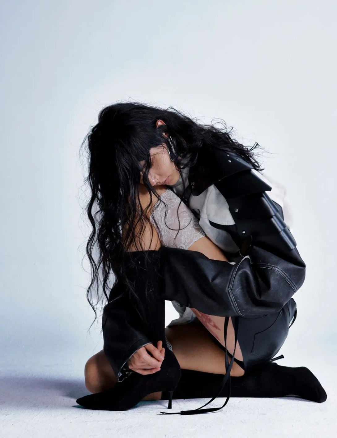 Fullneat Skull Stand Collar Leather Jacket