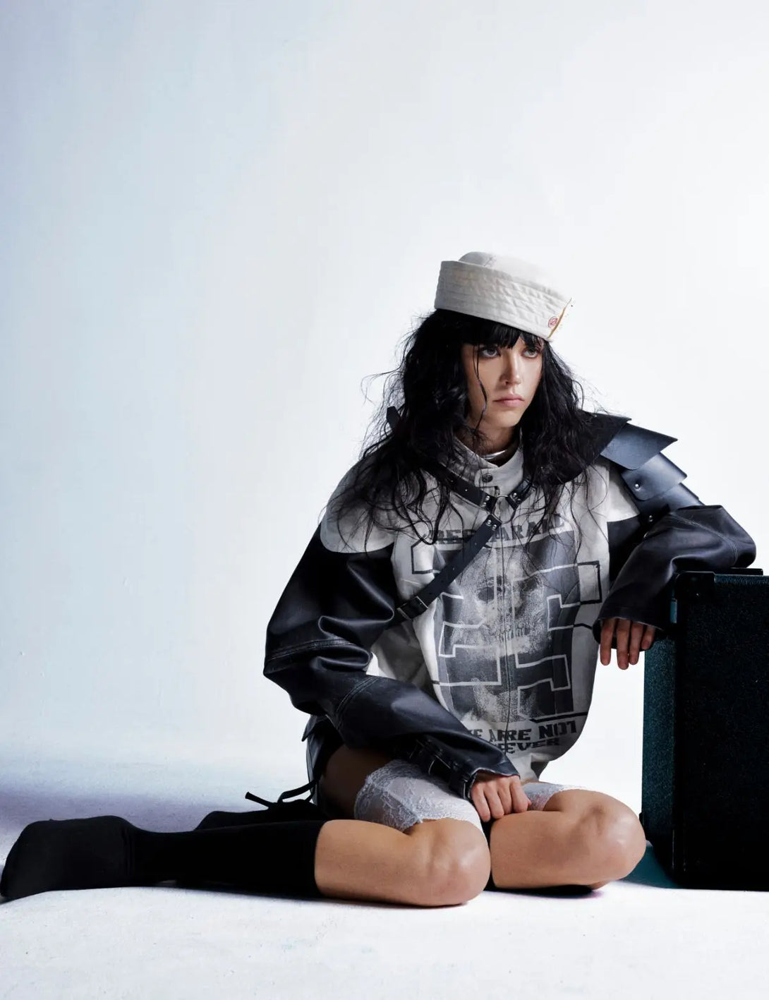 Fullneat Skull Stand Collar Leather Jacket