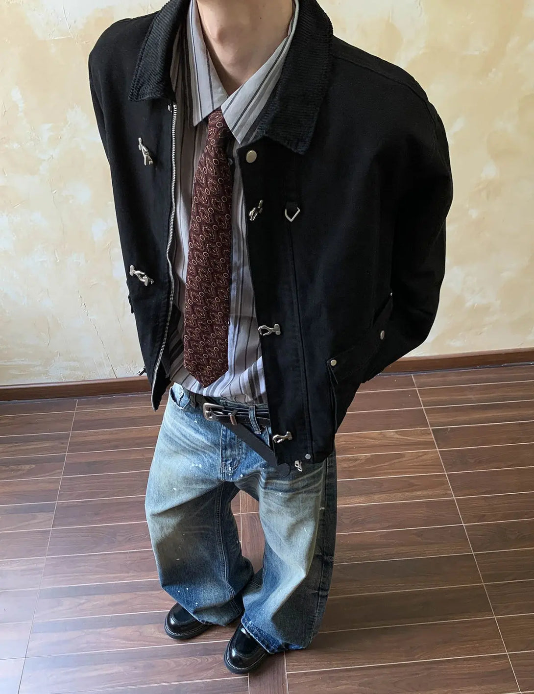 Fullneat Streetwear Button Up Toggle Jacket 