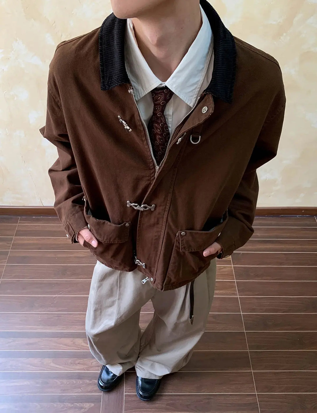 Fullneat Streetwear Button Up Toggle Jacket 