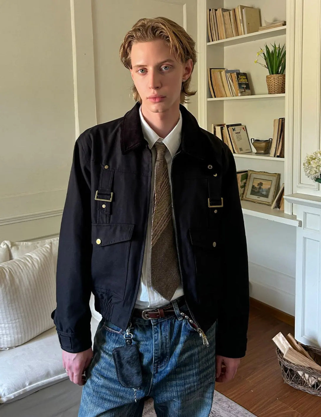Fullneat Streetwear Zip Up Utility Jacket 