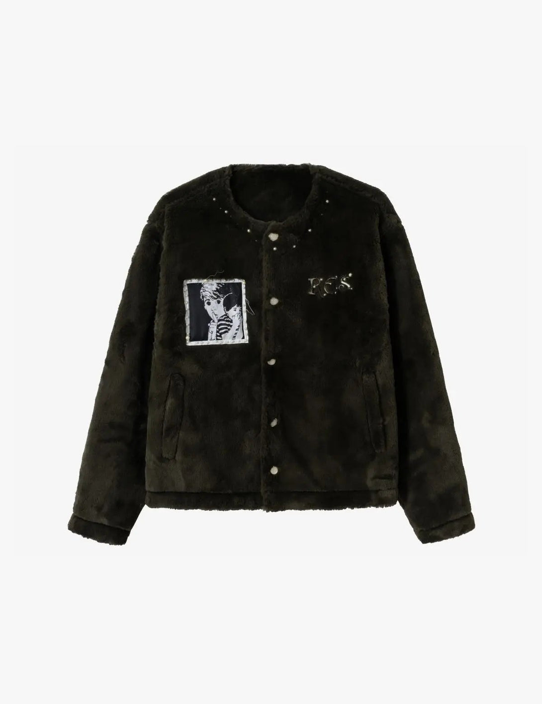 Fullneat Vintage Anime Patch Fleece Jacket 