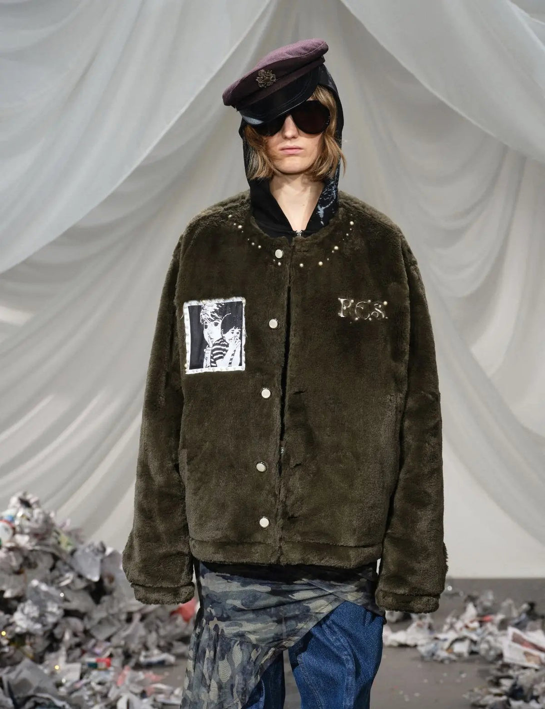 Fullneat Vintage Anime Patch Fleece Jacket 