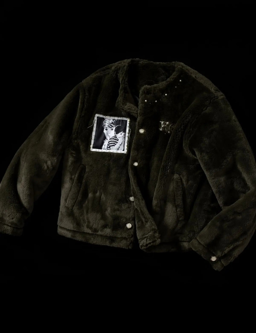 Fullneat Vintage Anime Patch Fleece Jacket 