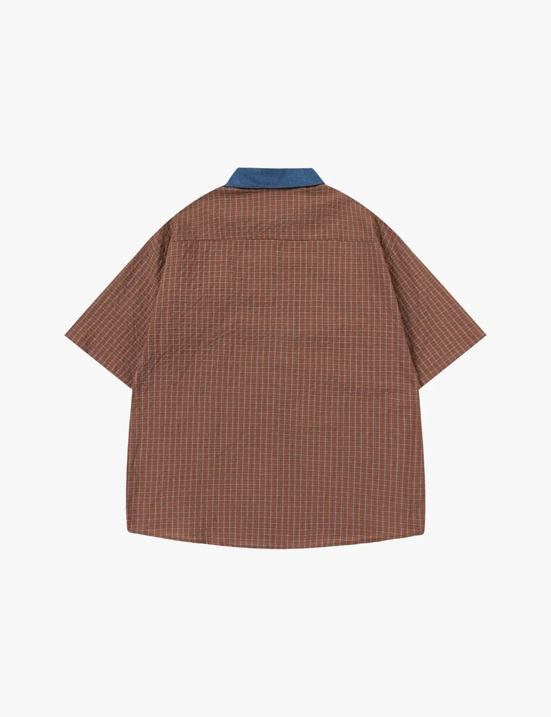 Fullneat Vintage Bear Pocket Plaid Shirt - Orange Red