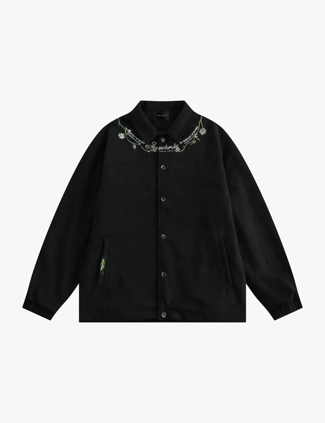Fullneat Vintage Black Floral Embroidered Jacket 
