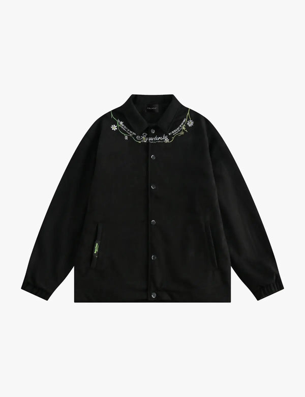 Fullneat Vintage Black Floral Embroidered Jacket 