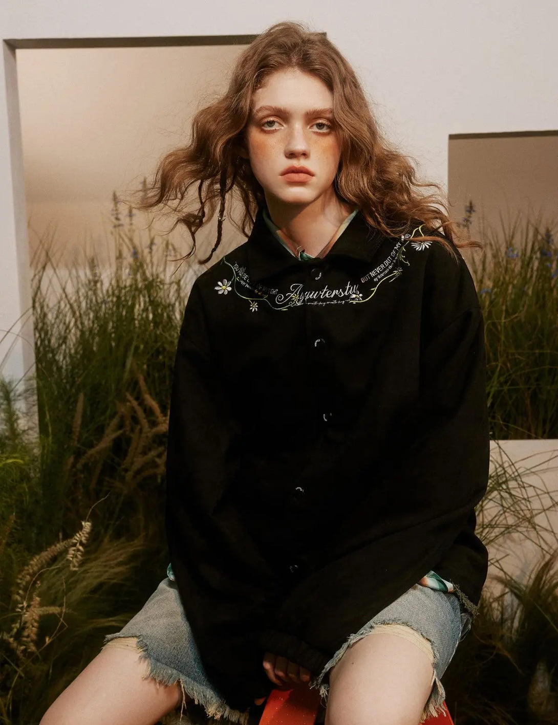 Fullneat Vintage Black Floral Embroidered Jacket 