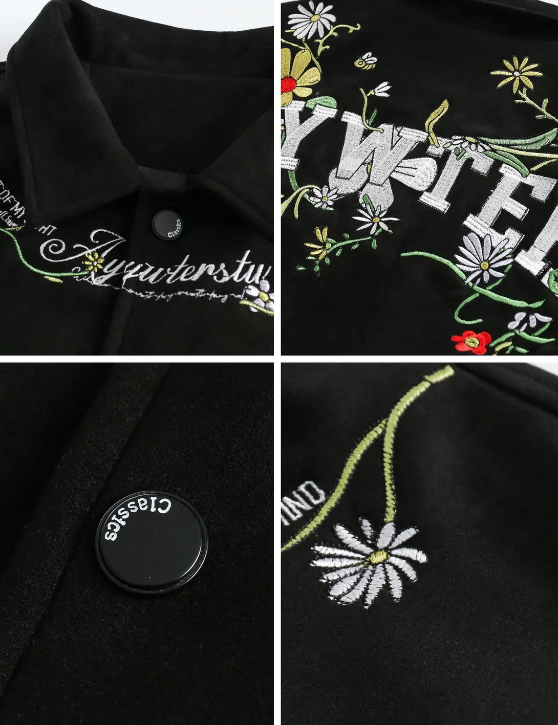 Fullneat Vintage Black Floral Embroidered Jacket 