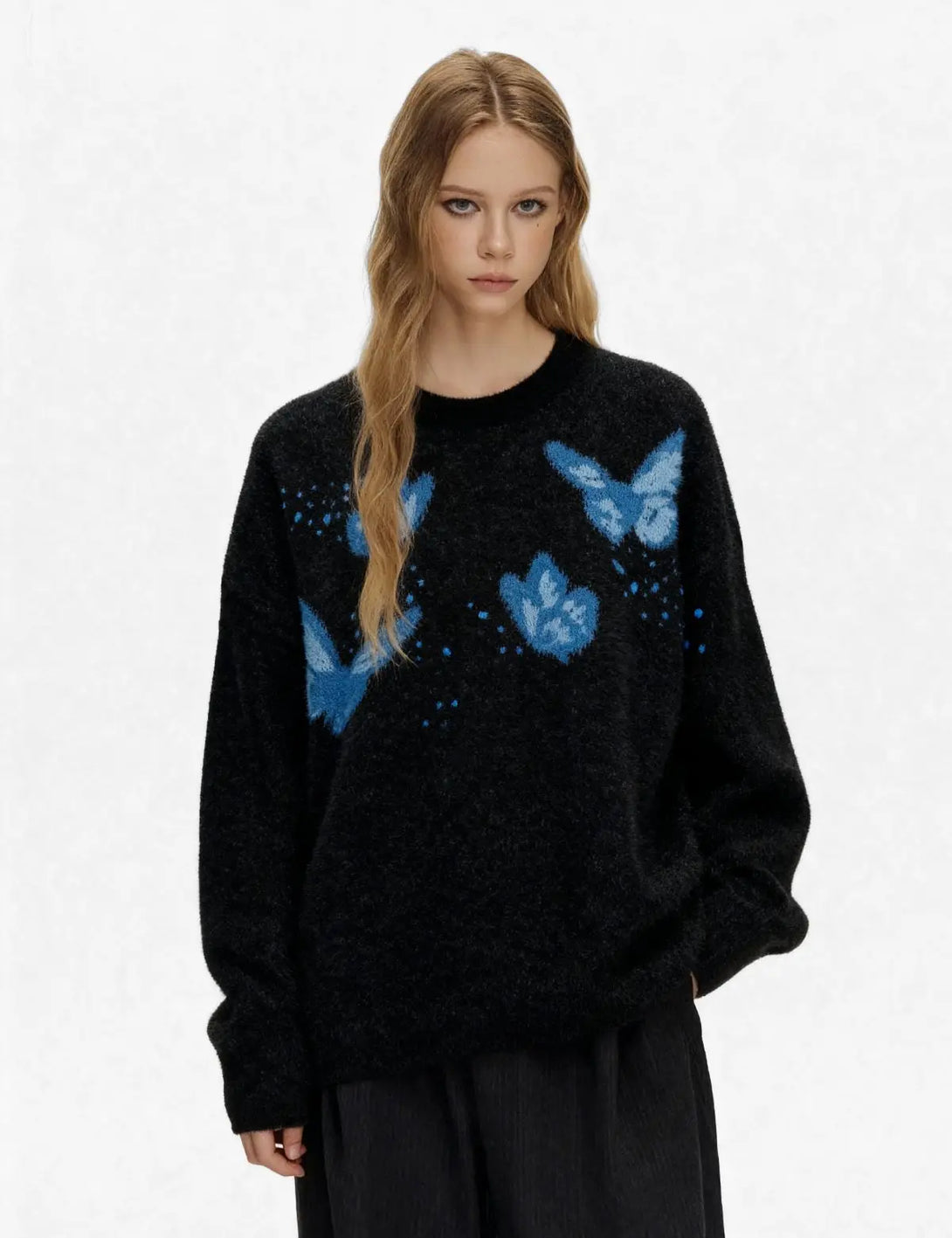 Fullneat Vintage Butterfly Graphic Knit Pullover 
