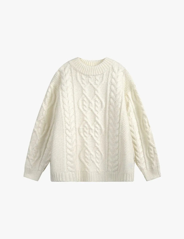 Fullneat Vintage Cable Knit Sweater - Front