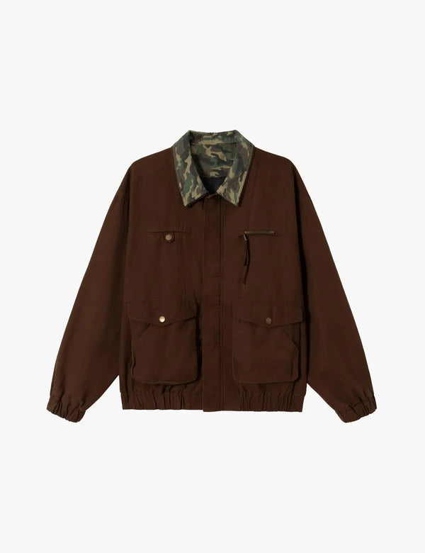 Fullneat Vintage Camo Collar Brown Utility Jacket 
