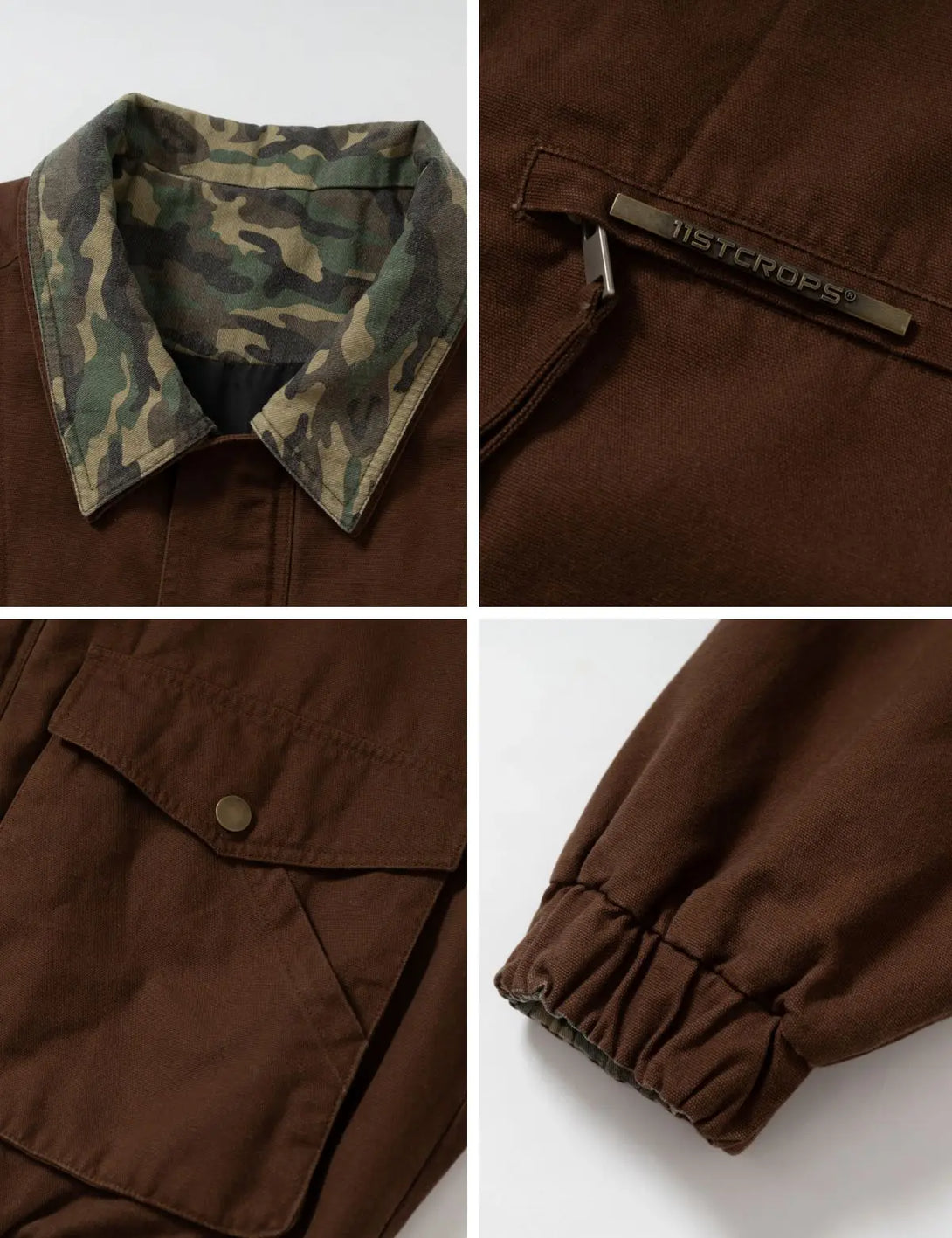 Fullneat Vintage Camo Collar Brown Utility Jacket 