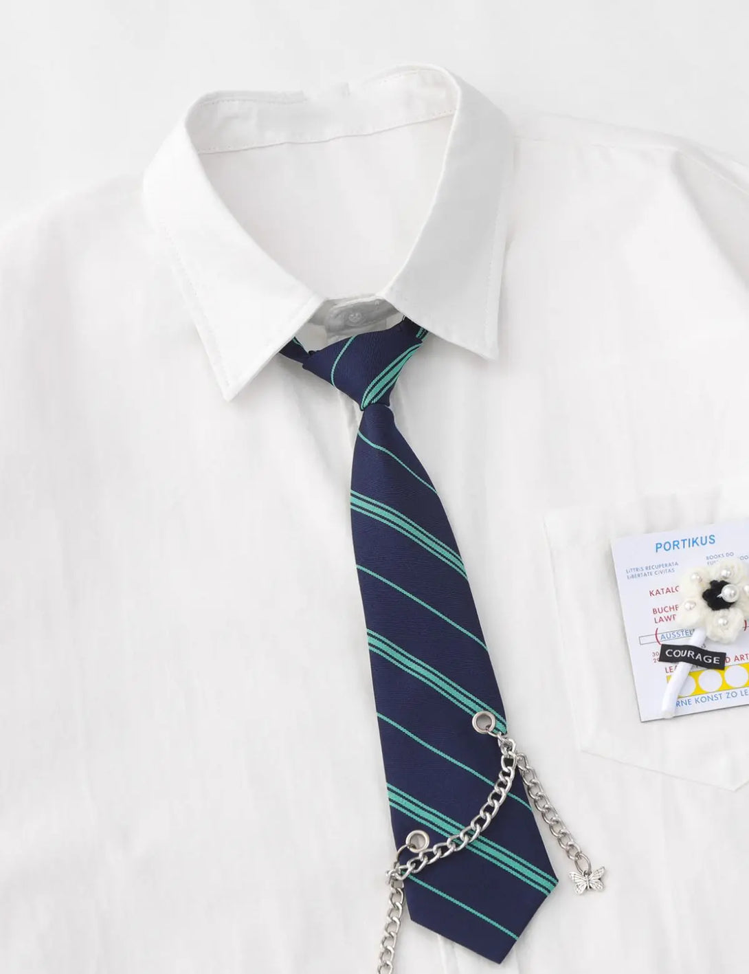 Fullneat Vintage Chained Neck Tie Shirt - Details