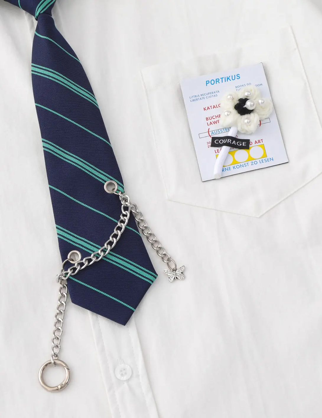 Fullneat Vintage Chained Neck Tie Shirt - Details