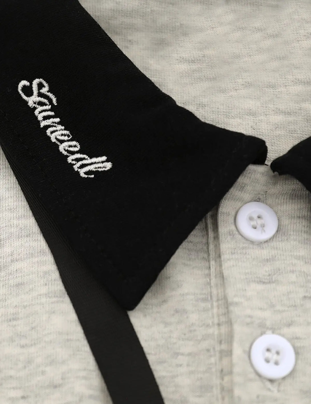 Fullneat Vintage Collar Floral Patch Polo Shirt -  Details