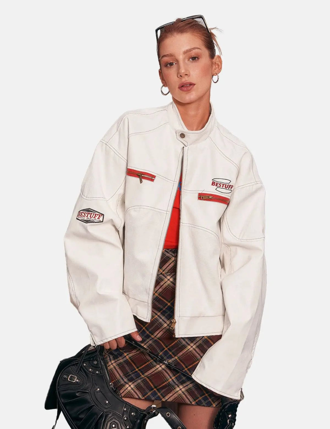 Fullneat Vintage Cropped Moto Jacket 