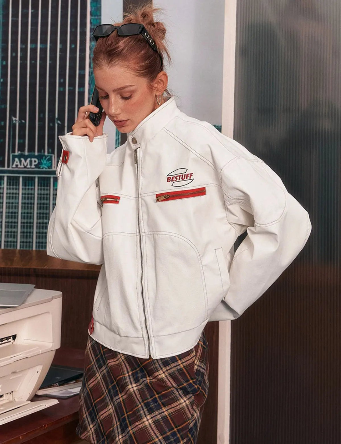 Fullneat Vintage Cropped Moto Jacket 