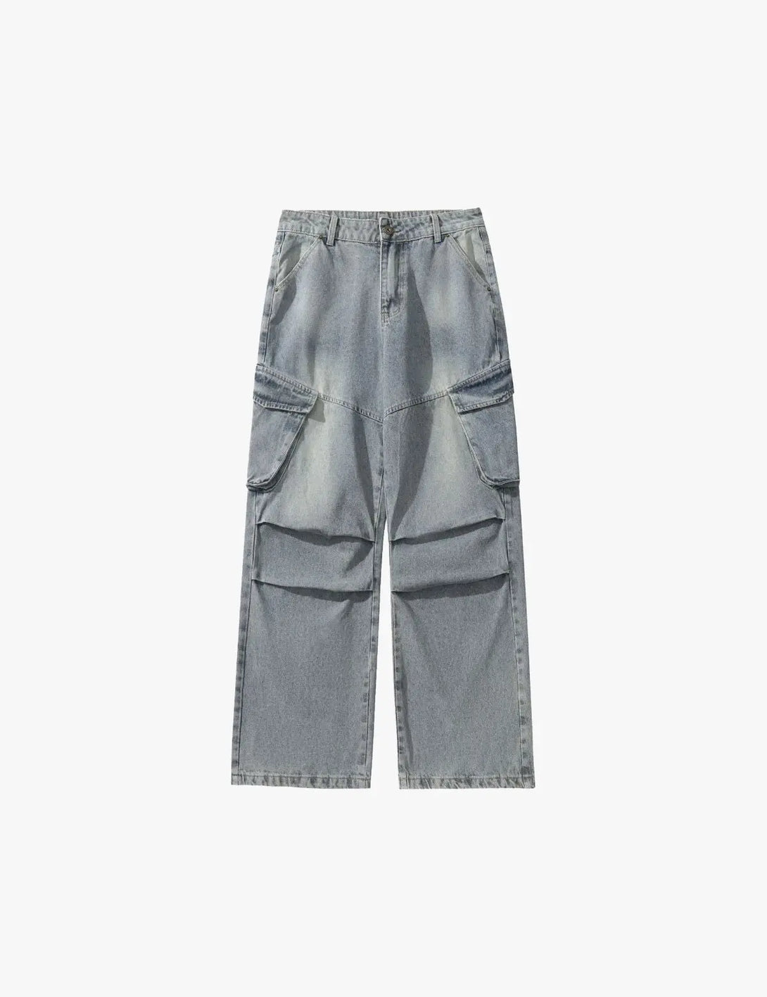 Fullneat Vintage Denim Baggy Cargo Pants - Blue Front