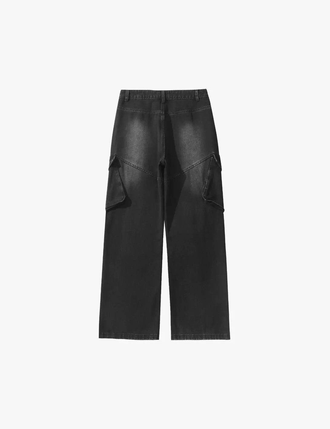Fullneat Vintage Denim Baggy Cargo Pants - Black Back