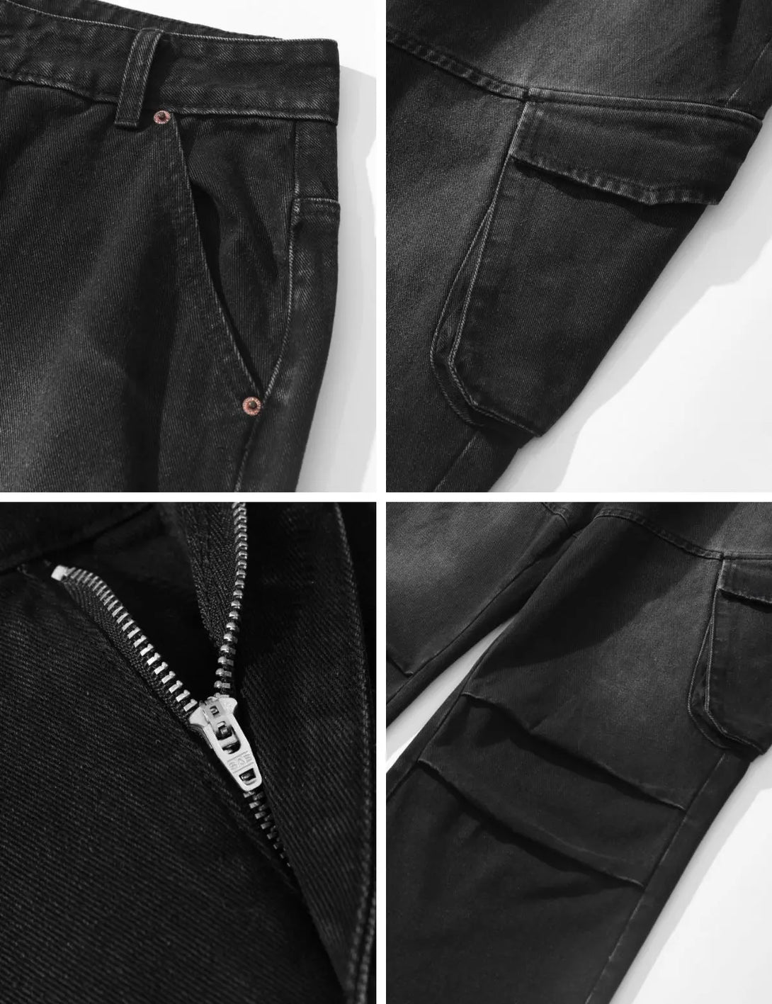 Fullneat Vintage Denim Baggy Cargo Pants - Details