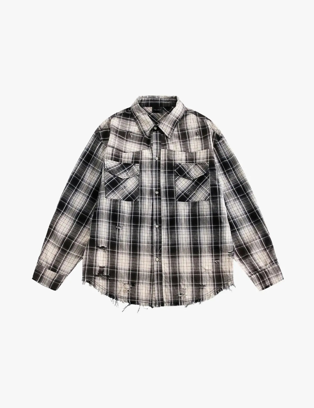Fullneat Vintage Distressed Plaid Flannel Shirt 