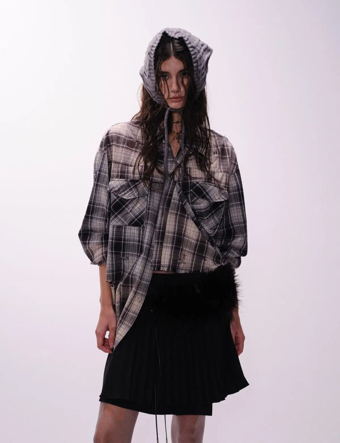 Fullneat Vintage Distressed Plaid Flannel Shirt 