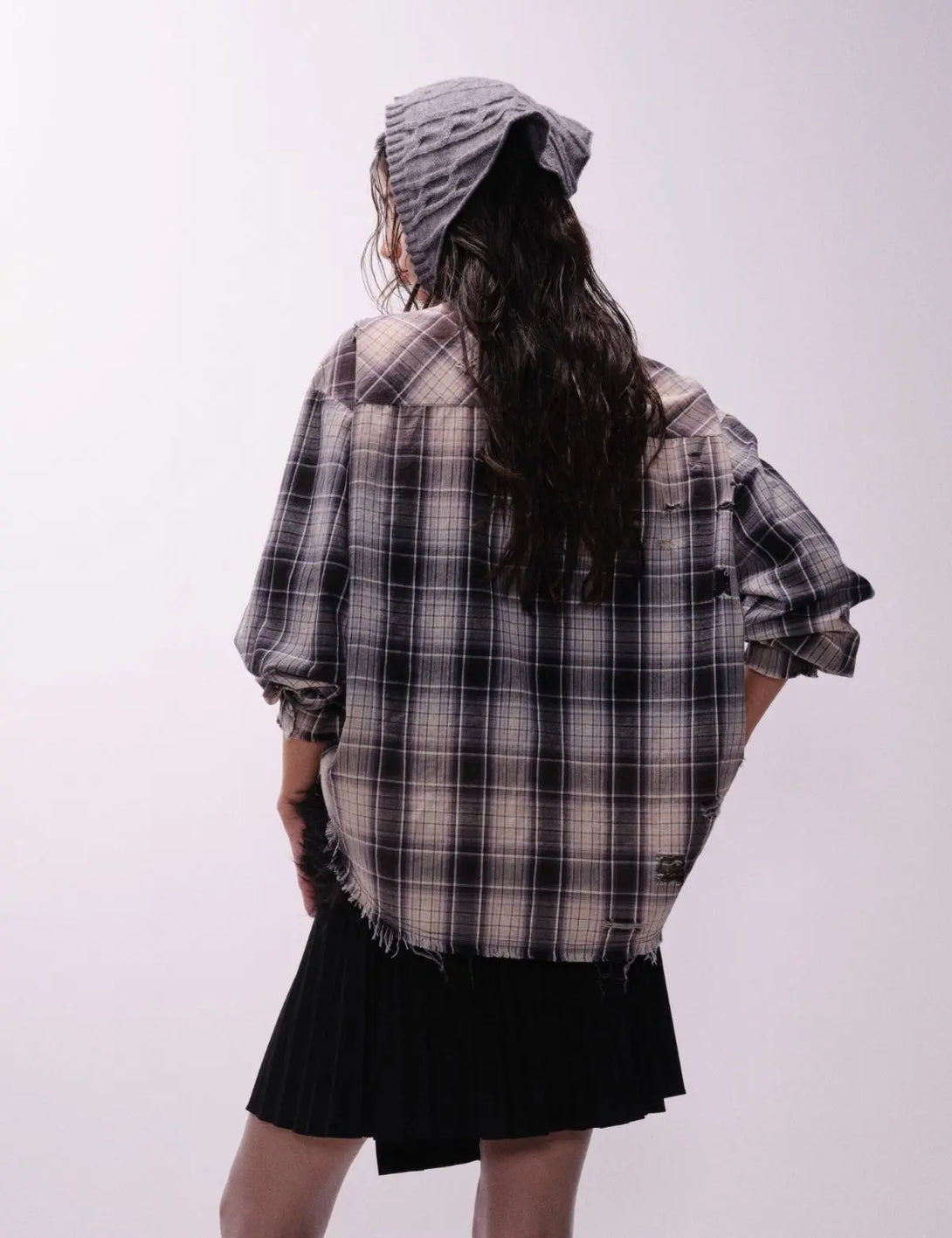 Fullneat Vintage Distressed Plaid Flannel Shirt 
