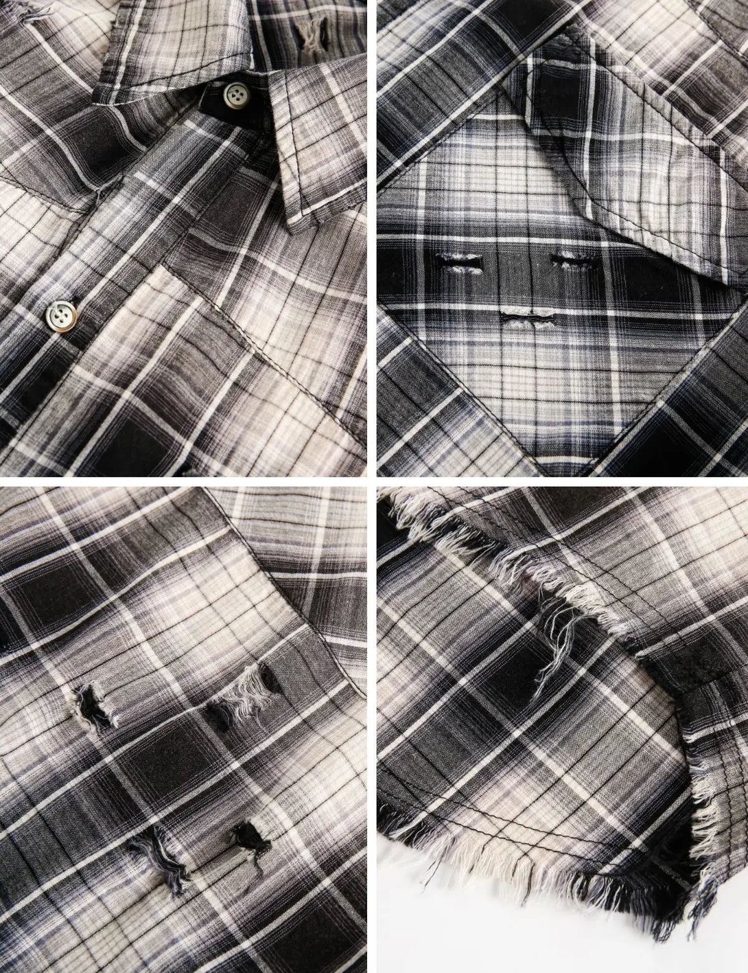 Fullneat Vintage Distressed Plaid Flannel Shirt 