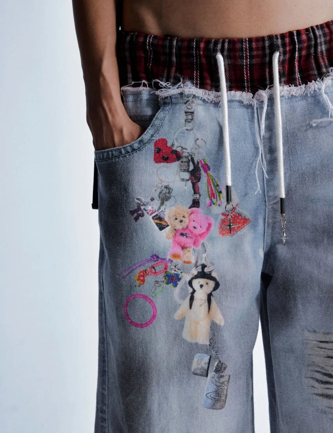 Fullneat Vintage Doll Patchwork Wide Leg Jeans