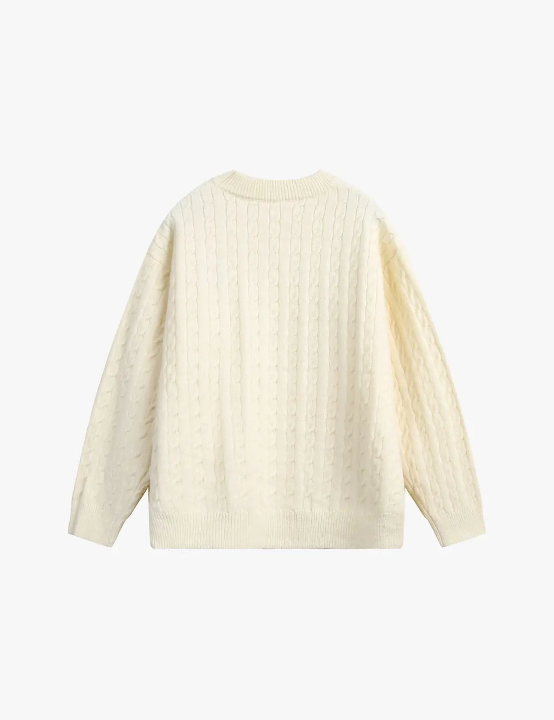 Fullneat Vintage Embroidered Cable Knit Sweater - Back