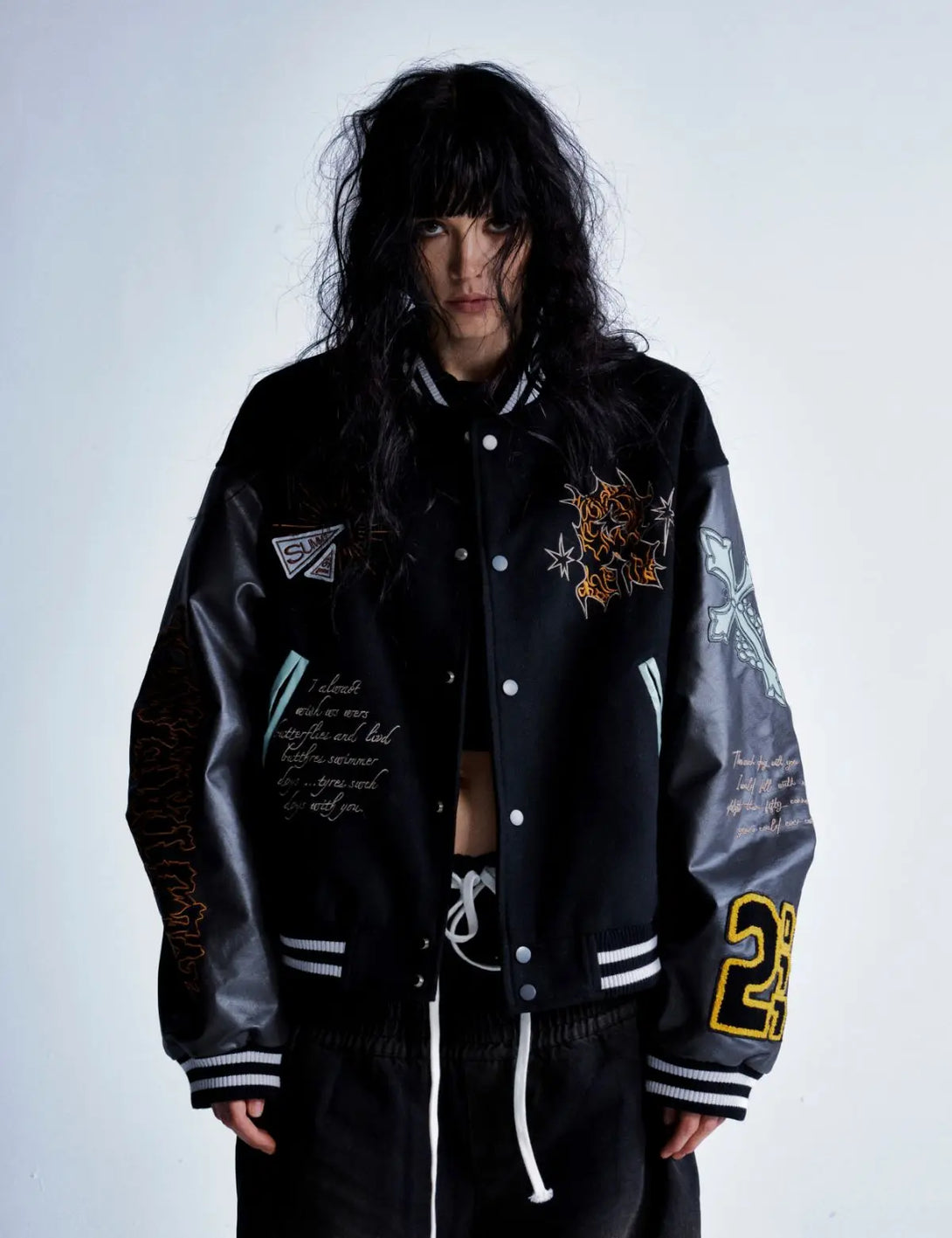 Fullneat Vintage Embroidered Totem Varsity Jacket