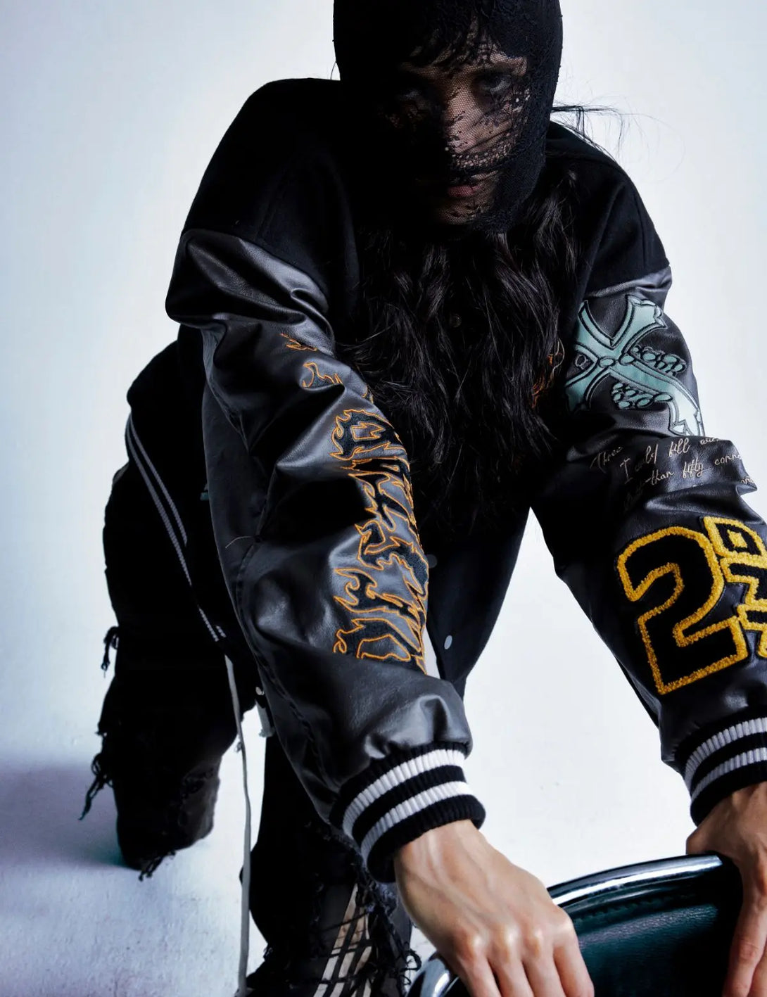 Fullneat Vintage Embroidered Totem Varsity Jacket