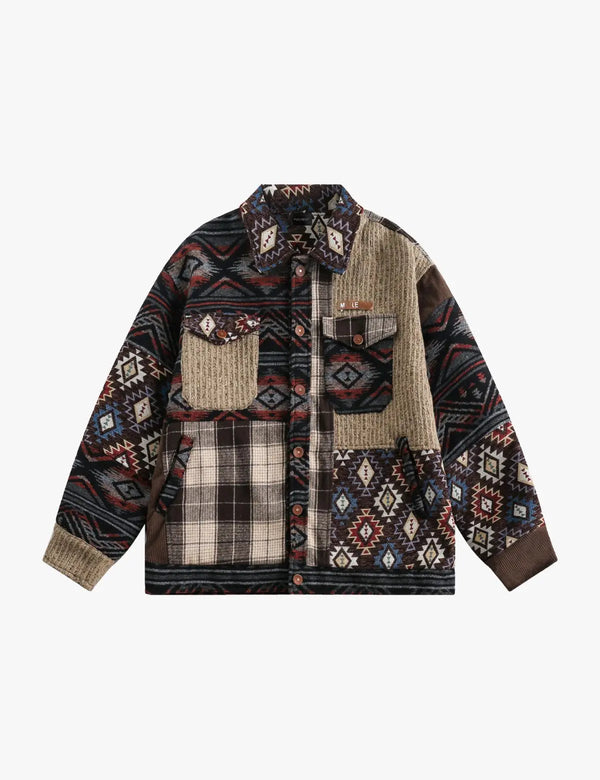 Fullneat Vintage Ethnic Style Patchwork acket 