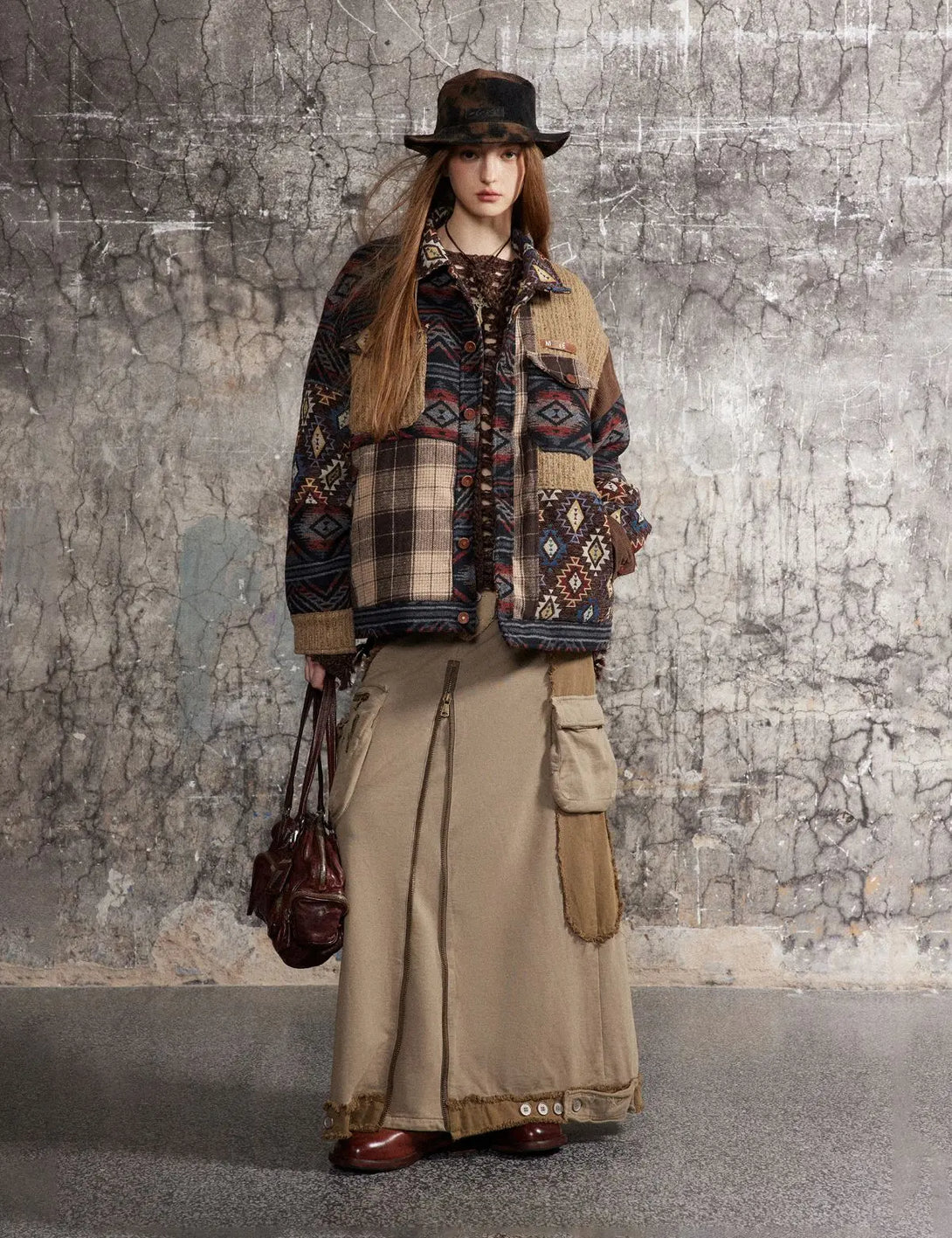 Fullneat Vintage Ethnic Style Patchwork acket 