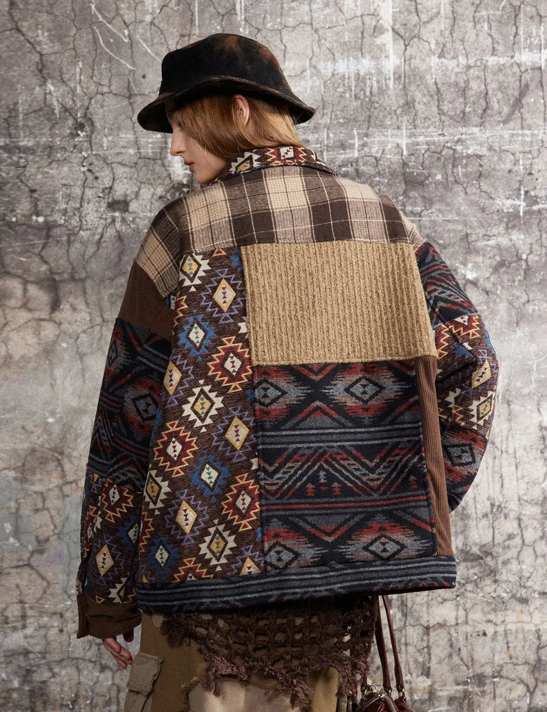 Fullneat Vintage Ethnic Style Patchwork acket 