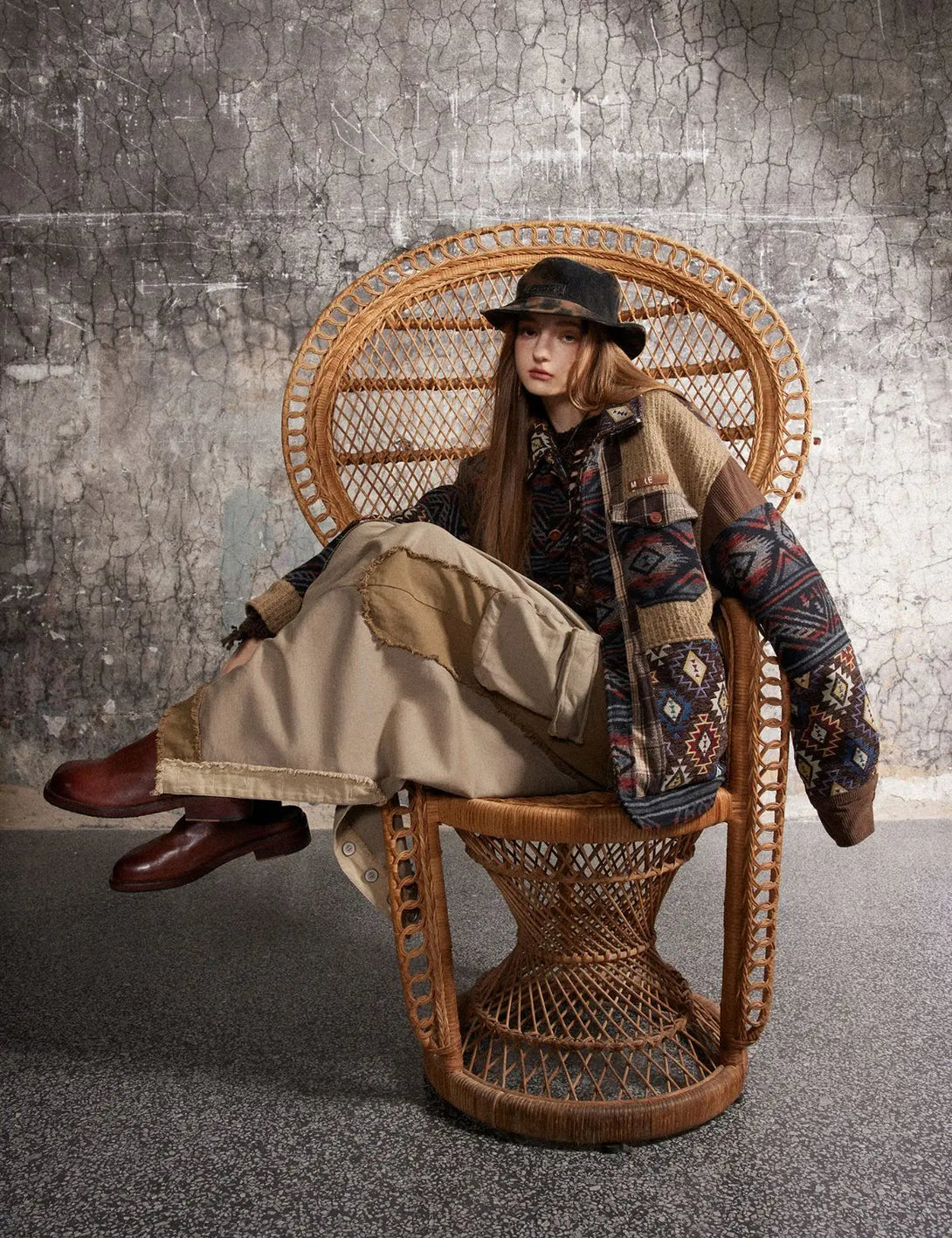 Fullneat Vintage Ethnic Style Patchwork acket 