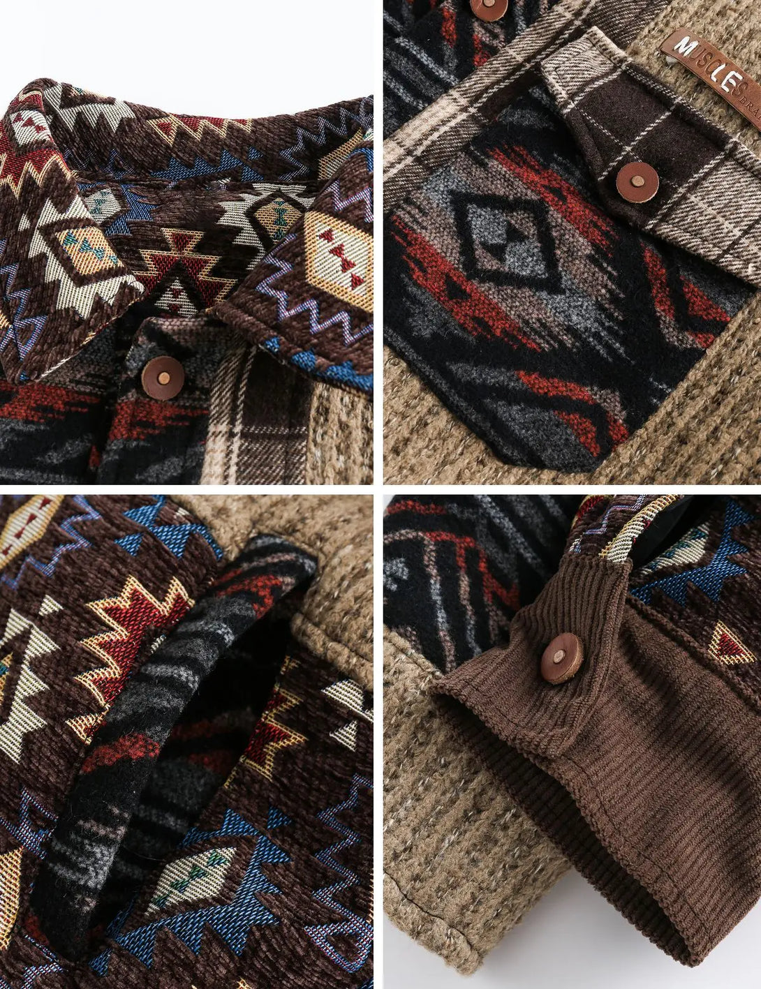 Fullneat Vintage Ethnic Style Patchwork acket 