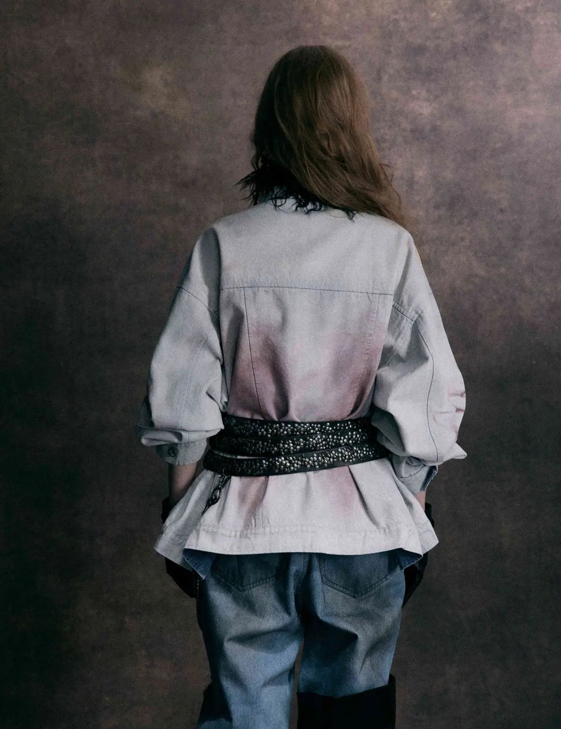 Fullneat Vintage Faded Paw Print Denim Jacket