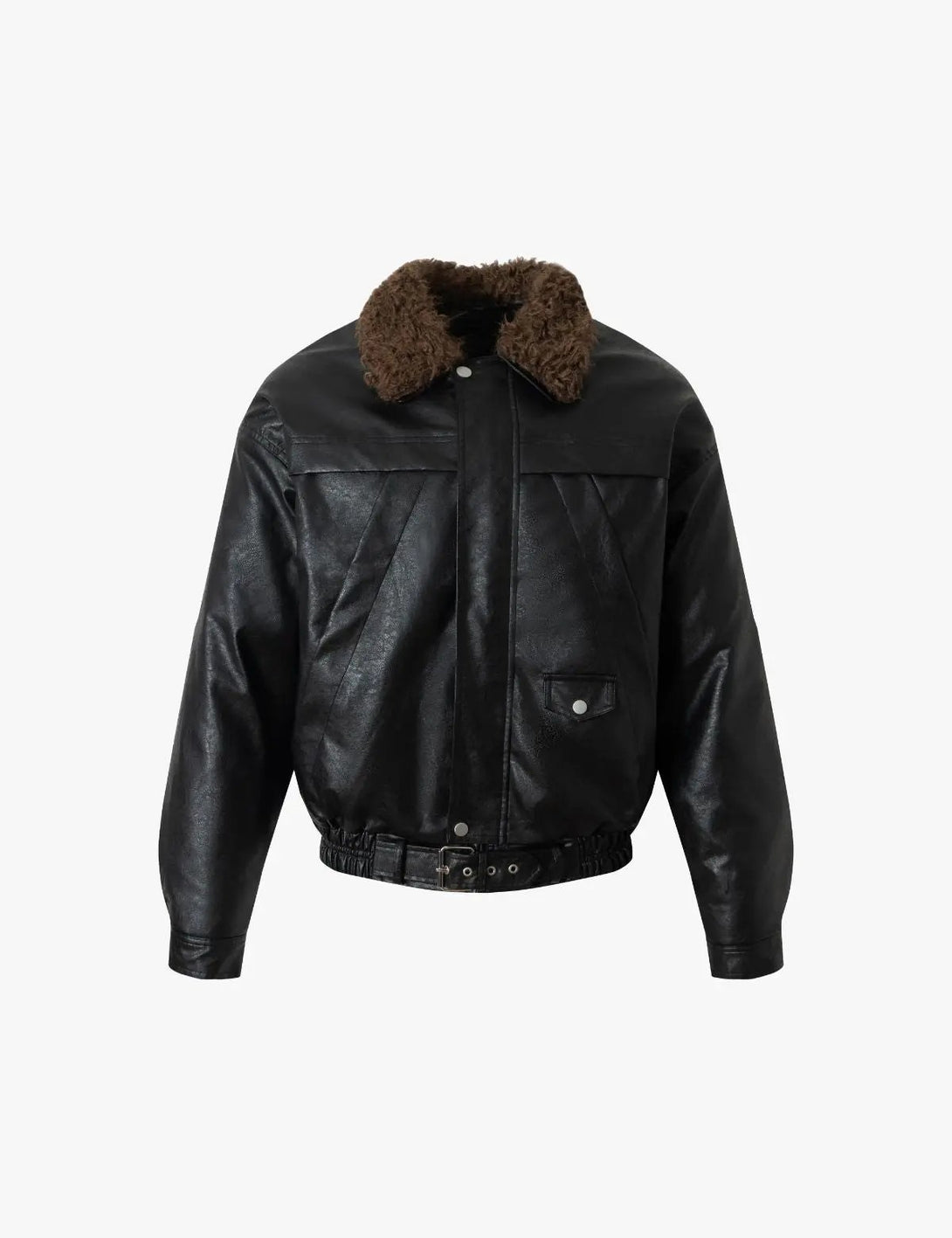 Fullneat Vintage Faux Leather Aviator Jacket 