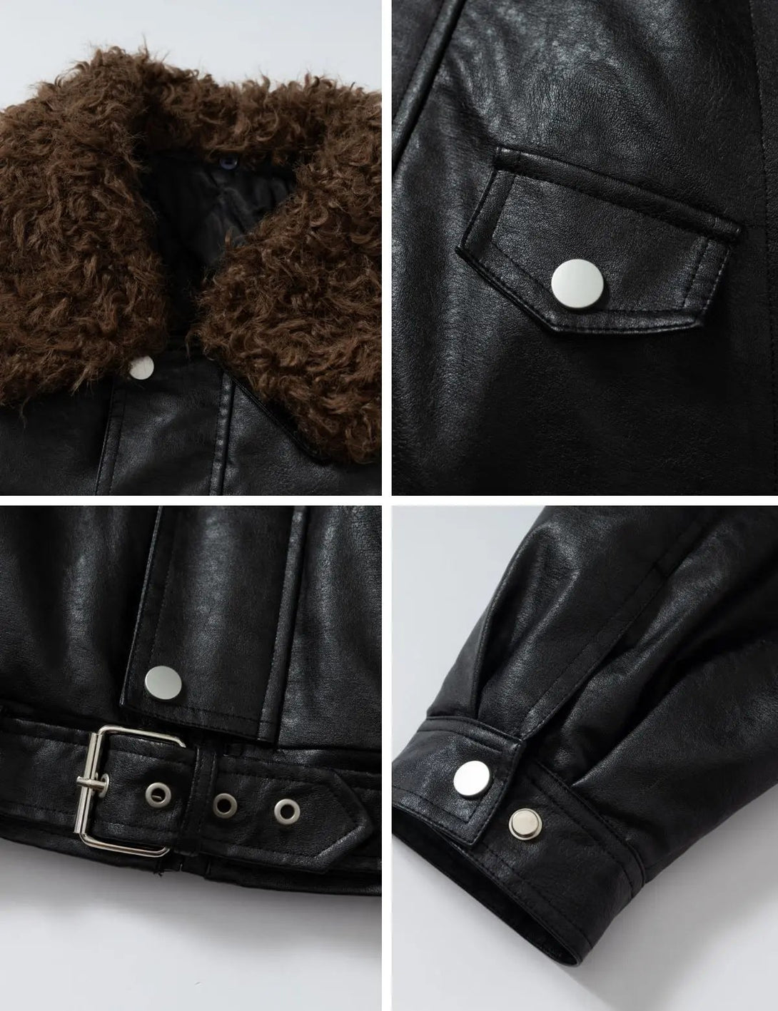 Fullneat Vintage Faux Leather Aviator Jacket 