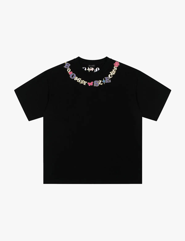 Fullneat Vintage Floral Graphic Tees - Black