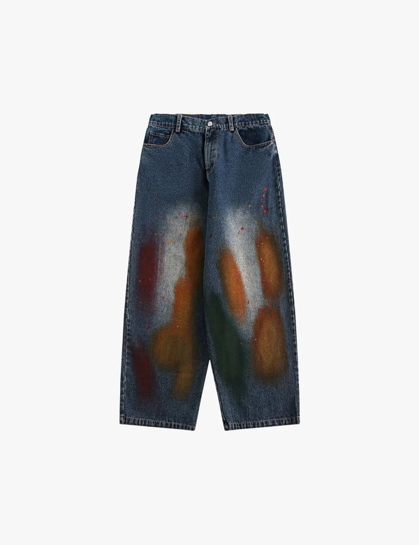 Fullneat Vintage Graffiti Wide Leg Jeans