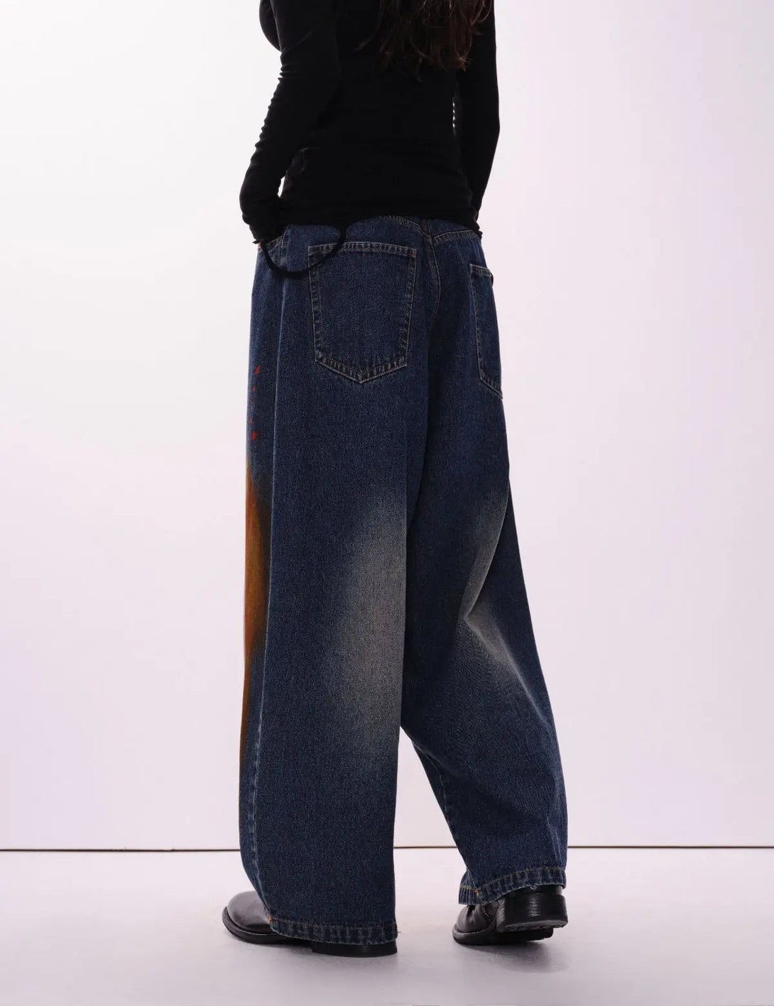 Fullneat Vintage Graffiti Wide Leg Jeans