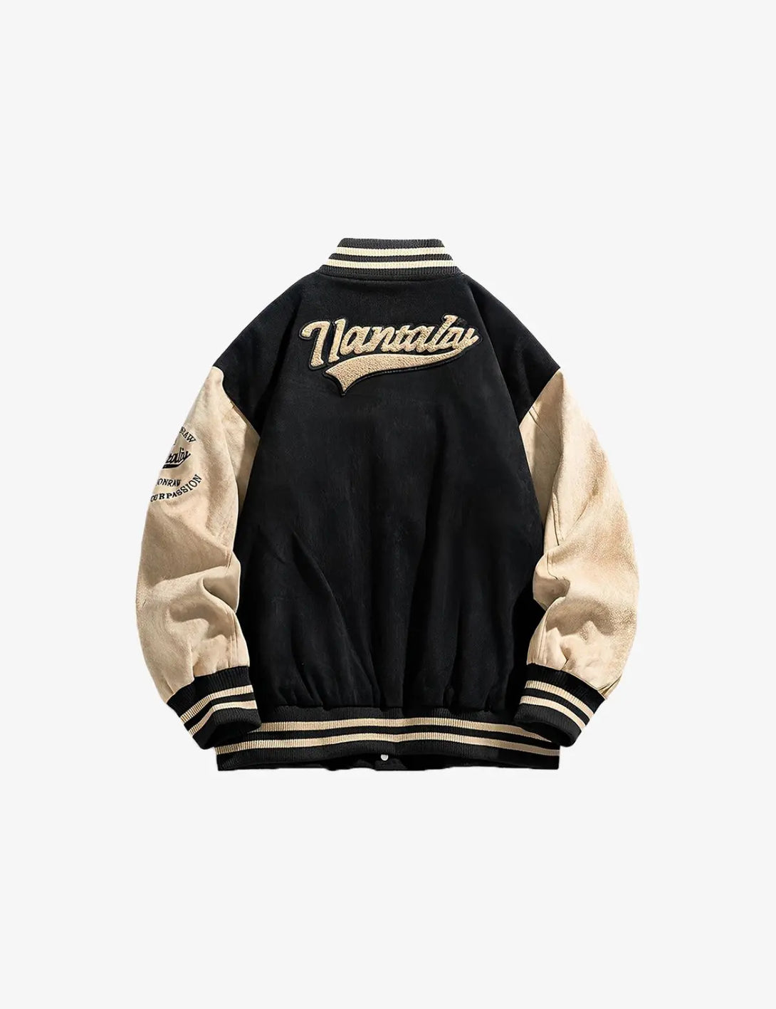 Fullneat Vintage Graphic Baseball Jacket - Black Back